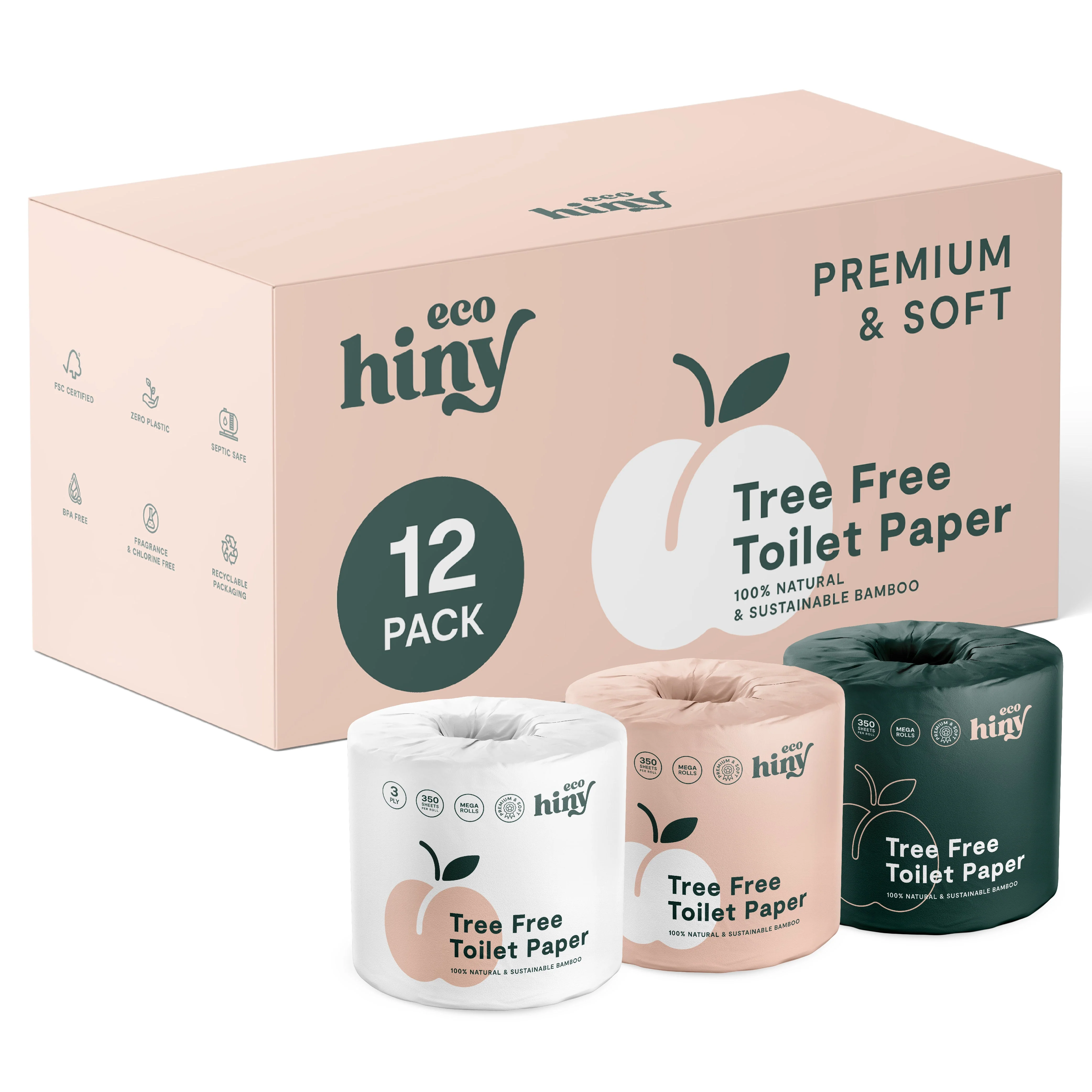 ecoHiny Premium Bamboo Toilet Paper | Mega Rolls, 3 PLY & 350 Sheets by ecoHiny - Image 10