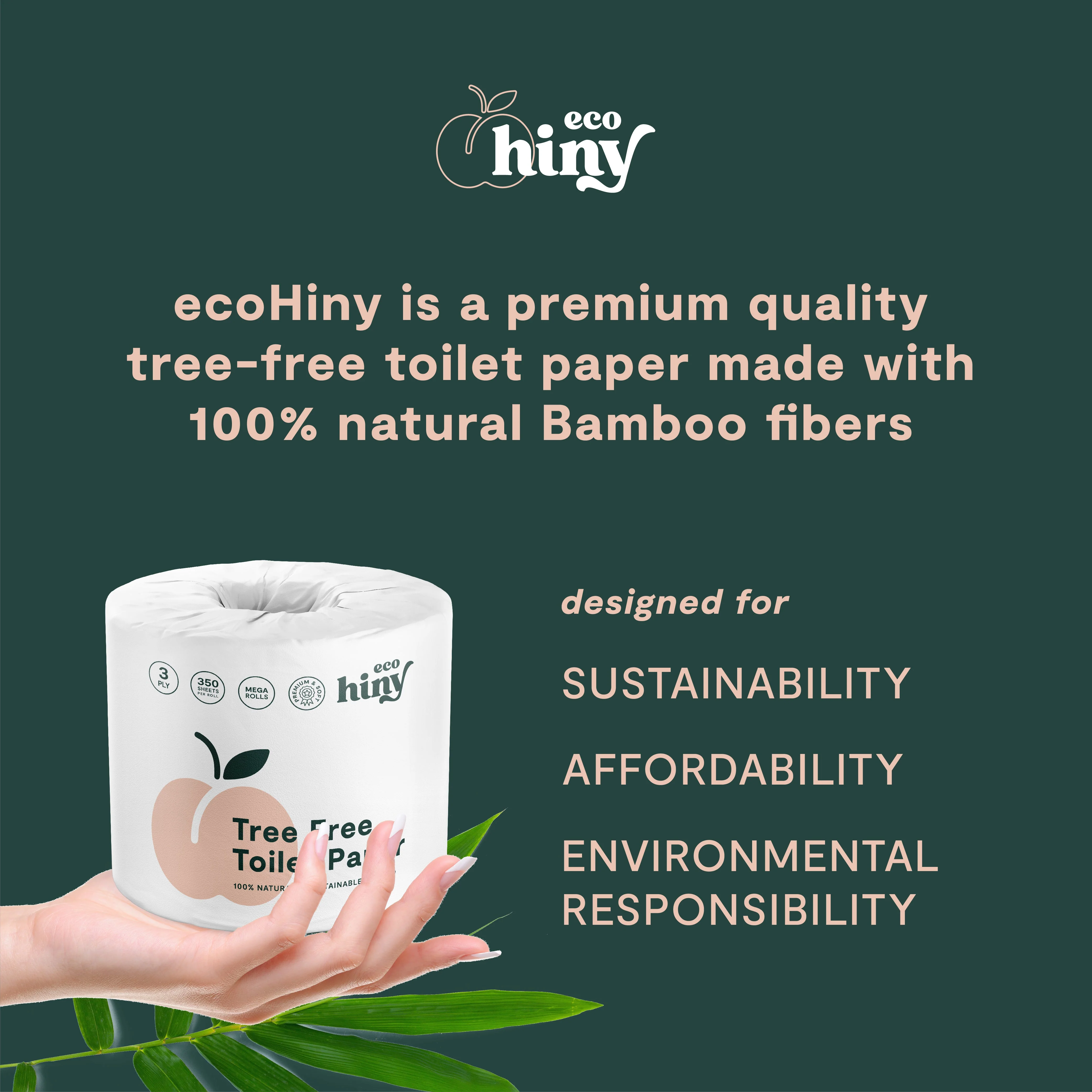 ecoHiny Premium Bamboo Toilet Paper | Mega Rolls, 3 PLY & 350 Sheets by ecoHiny - Image 3