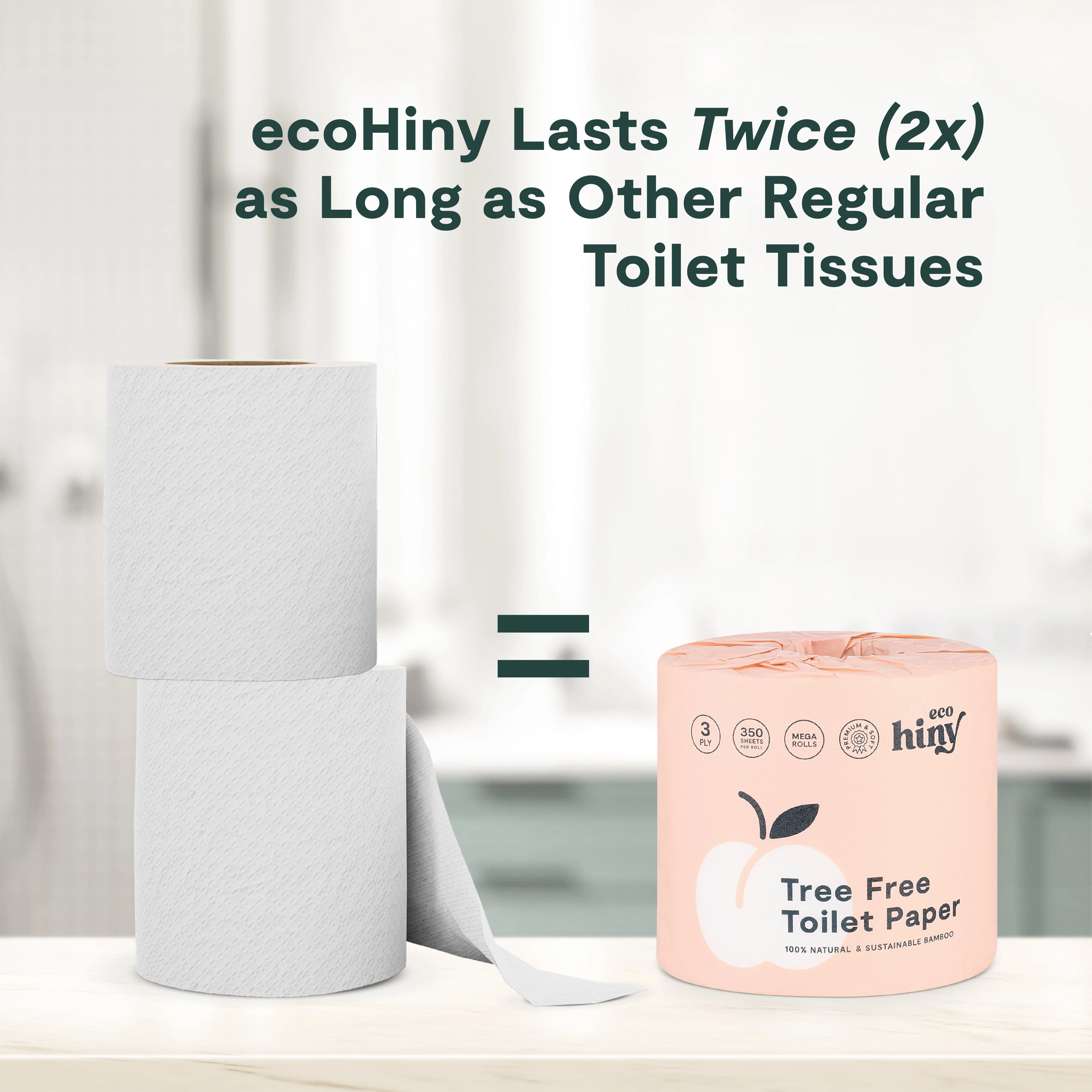 ecoHiny Premium Bamboo Toilet Paper | Mega Rolls, 3 PLY & 350 Sheets by ecoHiny - Image 6