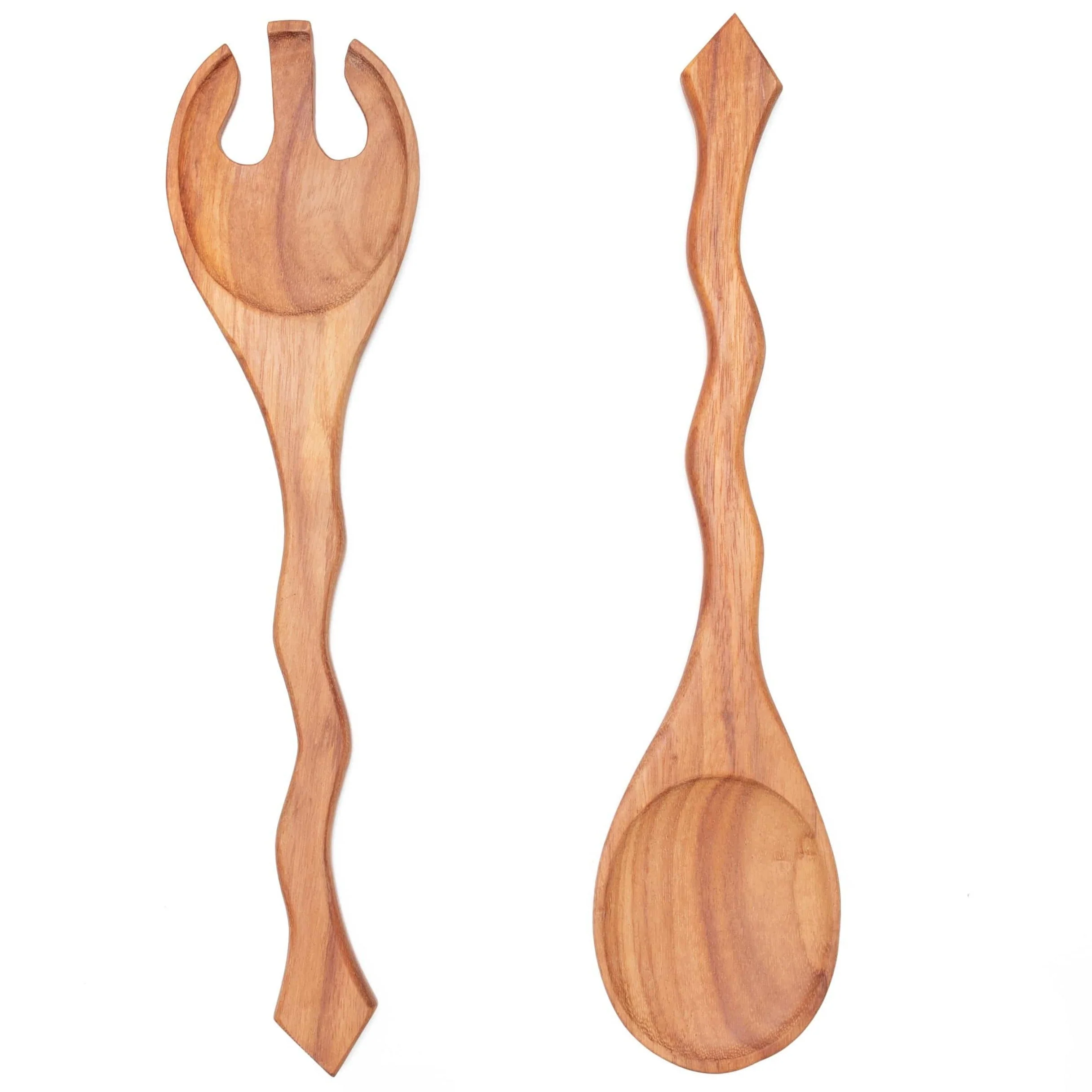 Hand Carved Wood Salad Serving Set by Upavim Crafts - Image 3