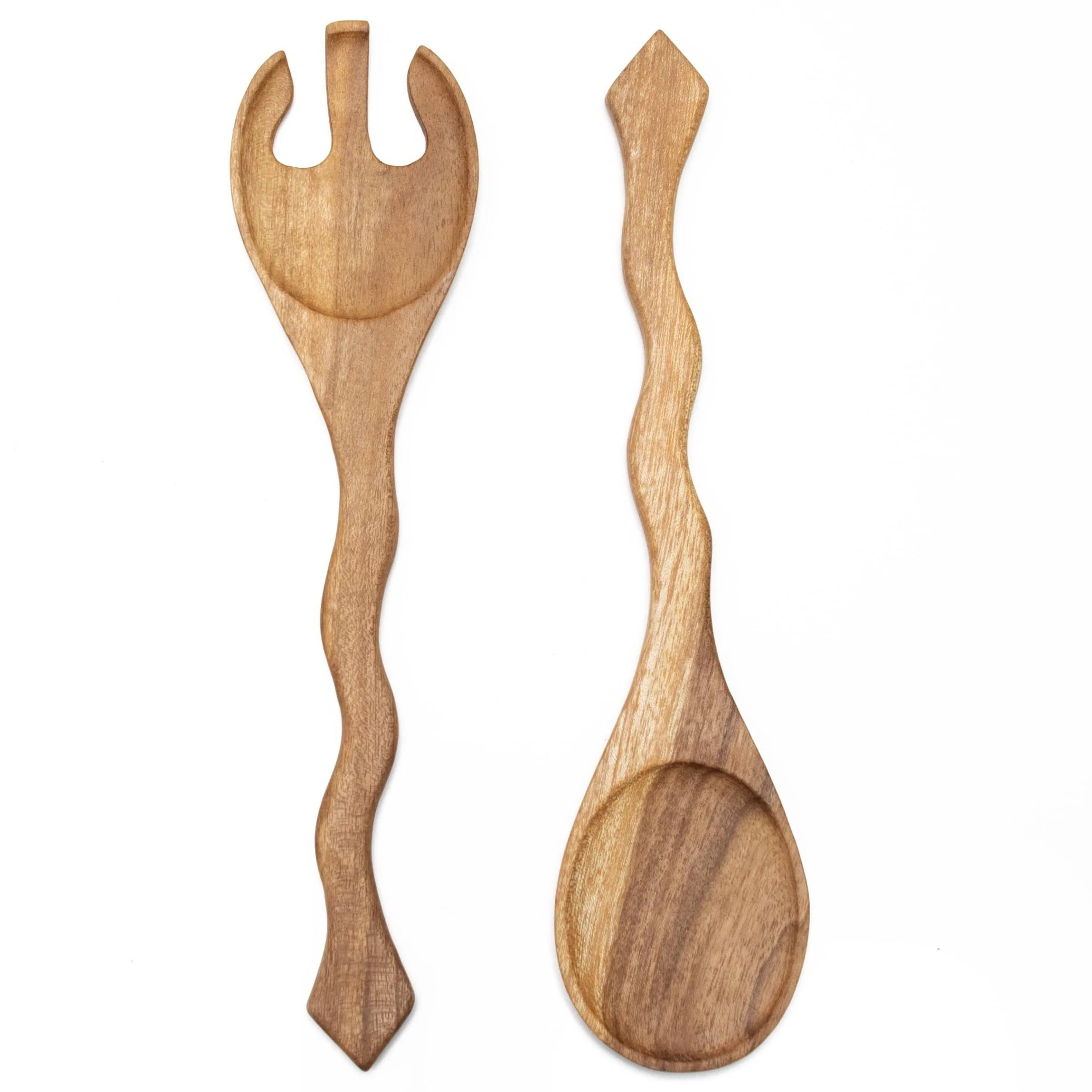 Hand Carved Wood Salad Serving Set by Upavim Crafts - Image 4