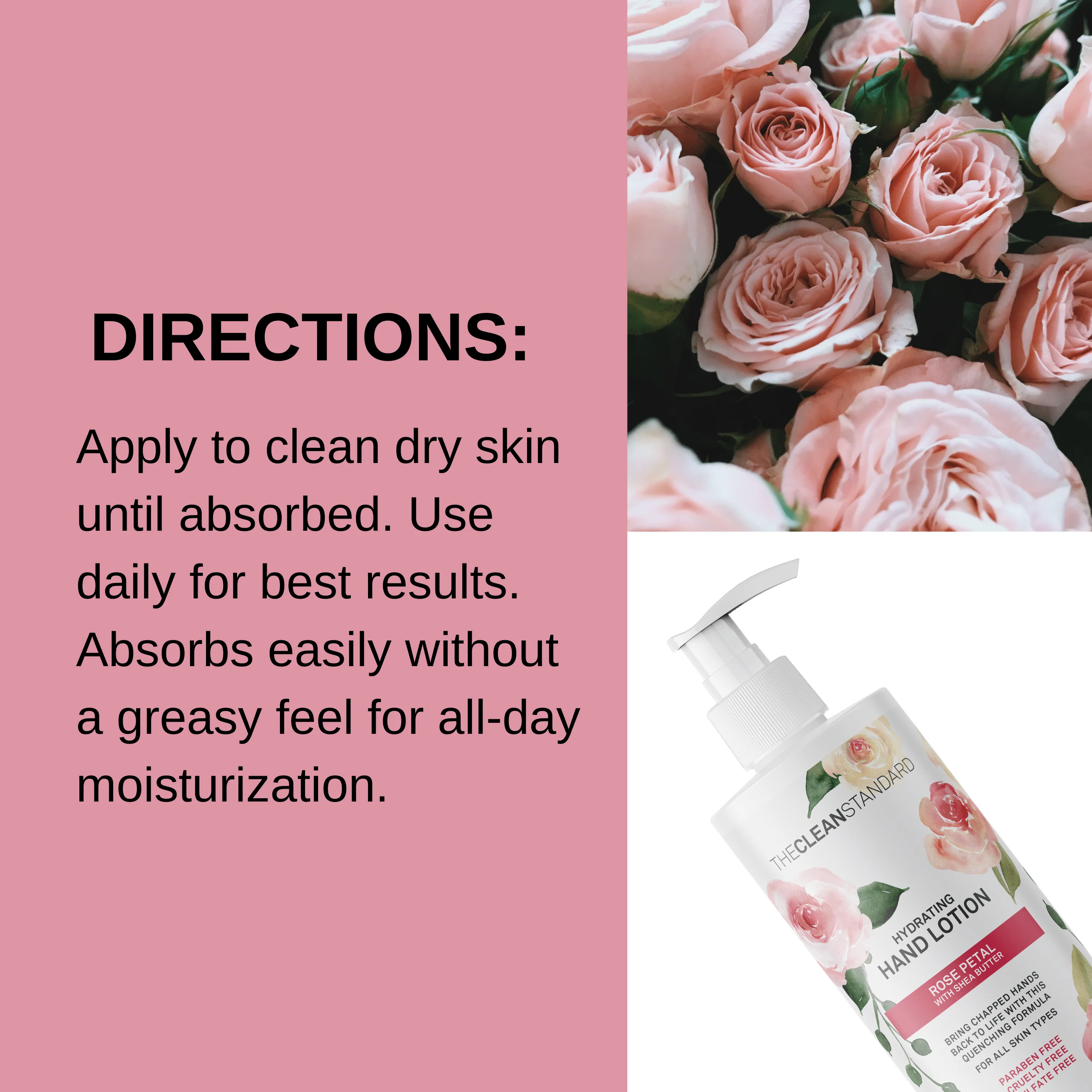 Moisturizing Hand Lotion for Dry Skin and Moisturizer with Shea Butter, Rose Flower Oil | Hydrating Non Greasy Hand Cream for Women and Men by THE CLEAN STANDARD | 2 Bottle Set x 16 fl oz with Lotion Pump by Los Angeles Brands - Image 5