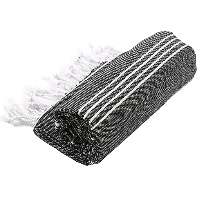 Pure Series: Sustainable Turkish Towel - Black by Hilana Upcycled Cotton - Image 3