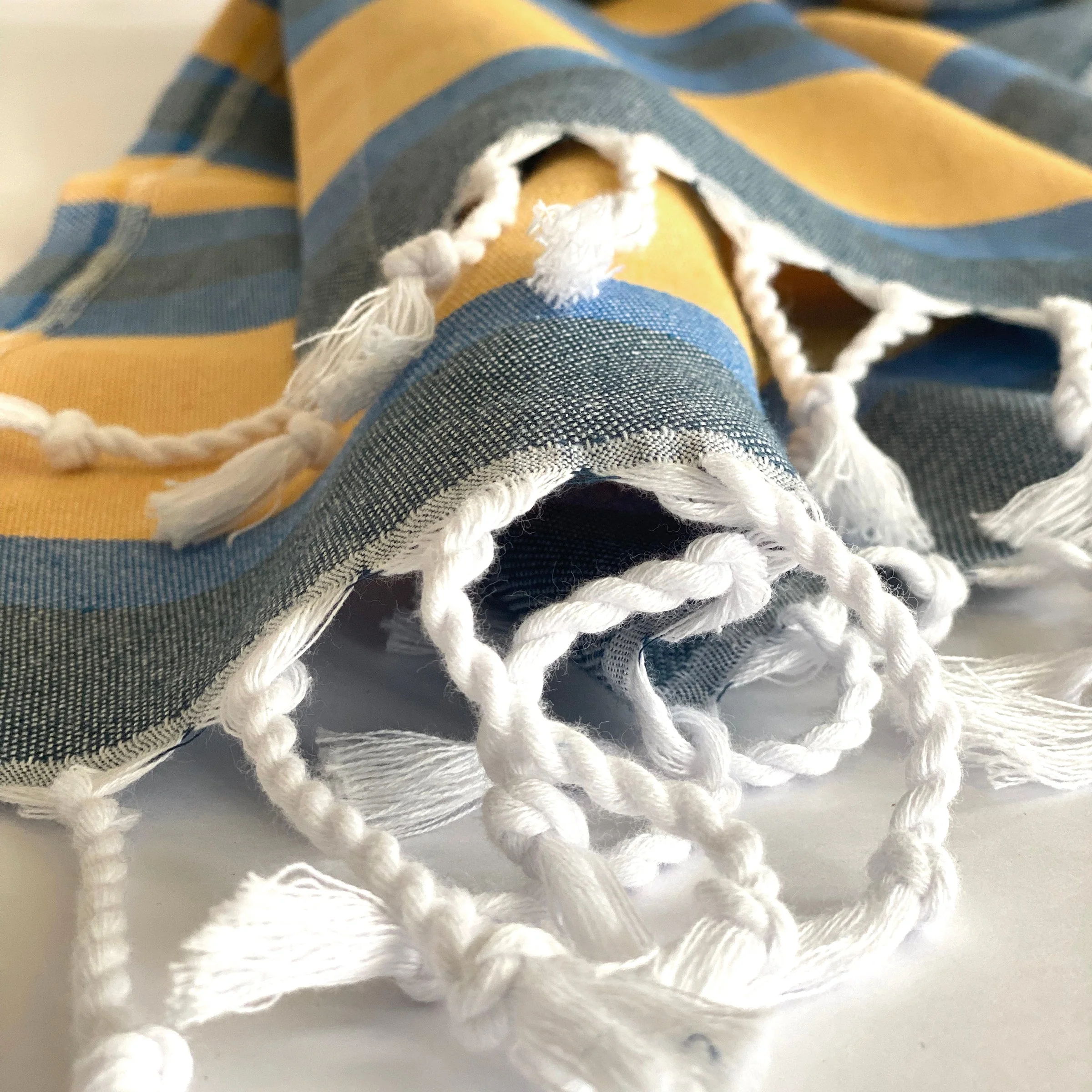Samara Blue & Yellow Turkish Towel by Hilana Upcycled Cotton - Image 5