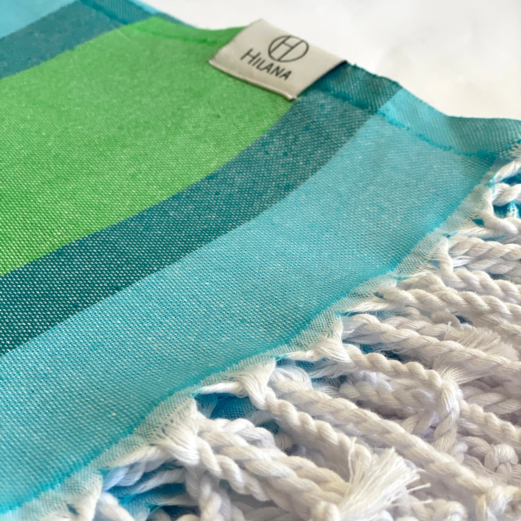 Samara Striped Sustainable Turkish Towel Green by Hilana Upcycled Cotton - Image 3